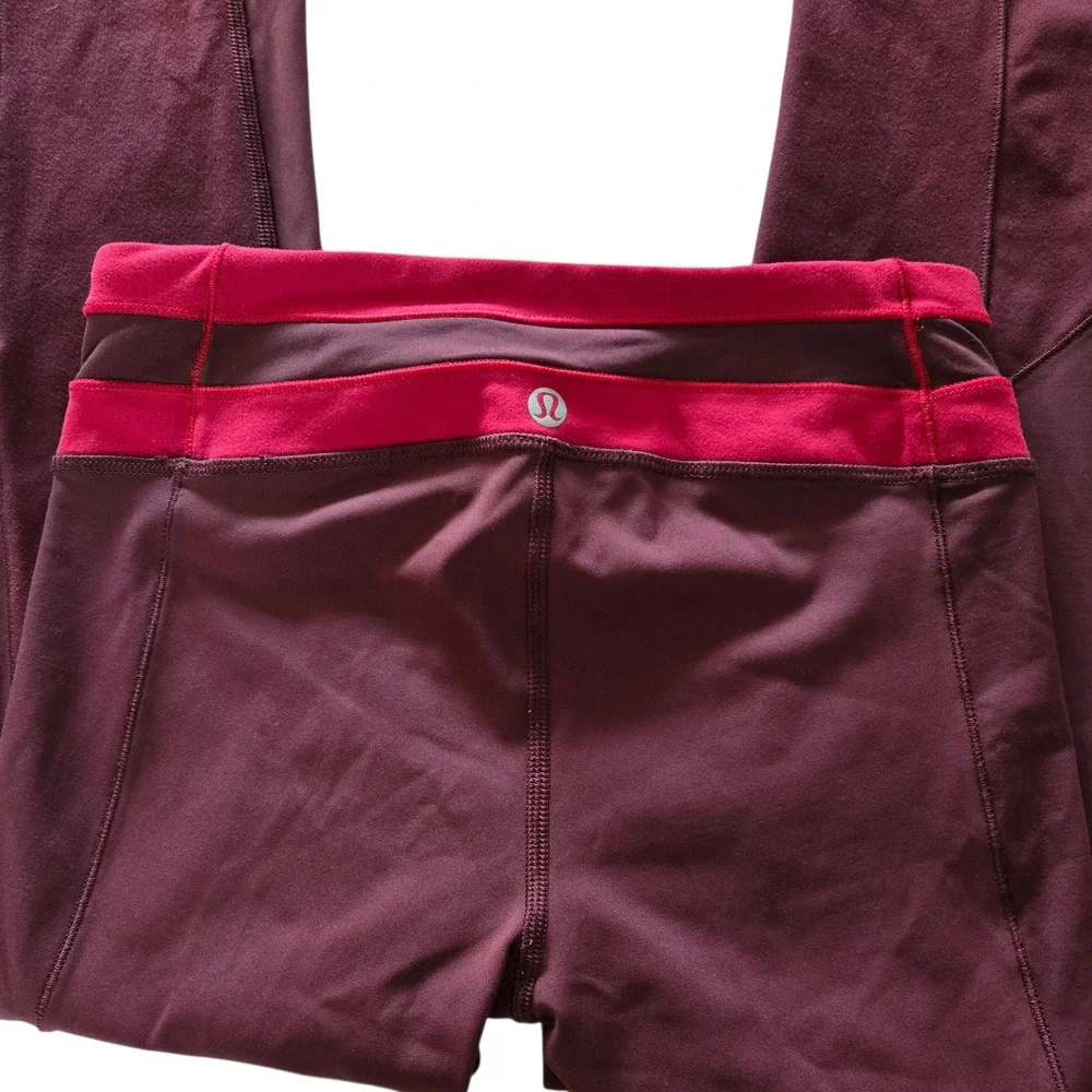 Lululemon Athletica Burgundy Magenta Cropped‎ Yoga Leggings Size 2 WL6